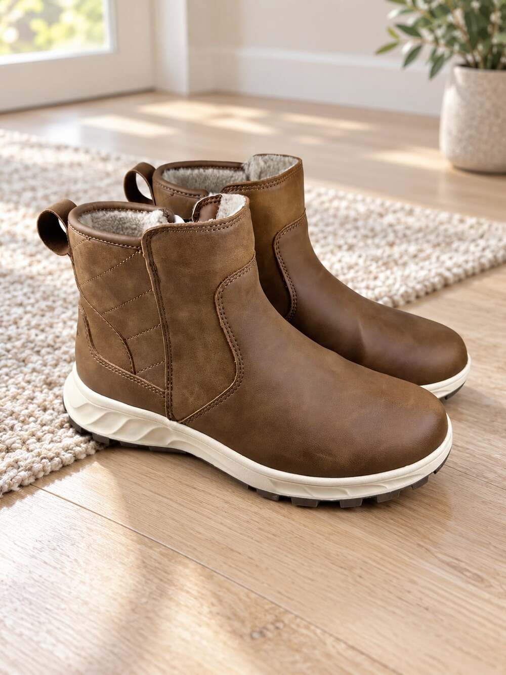 Khombu Dusk Women’s Brown Faux Fur Lined Winter Ankle Boots Size 8